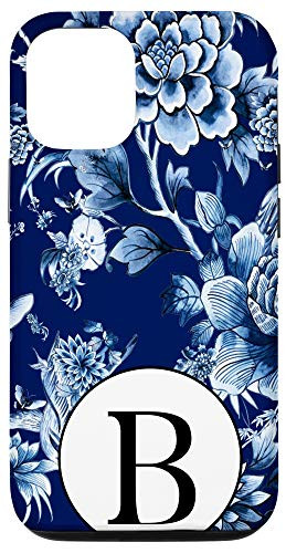iPhone 12 12 Pro Indigo Blue Chinoiserie Pattern Monogram Initial Letter  inch B inch  Case