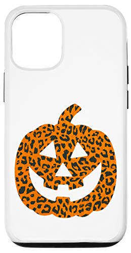 iPhone 12 12 Pro Leopard Print Pumpkin Halloween Jack o Lantern October Fall Case