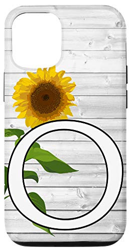 iPhone 12 12 Pro Sunflower White Letter O Initial Monogram Personalized Gift Case