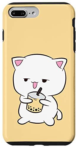 iPhone 7 Plus 8 Plus Cute Boba Cat With Boba Tea Cat Drinking Bubble Tea Case
