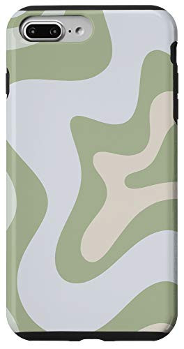 iPhone 7 Plus 8 Plus Retro Liquid Swirl Abstract Pattern in Sage Green Case