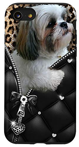 iPhone SE _2020_   7   8 I Love Shih Tzu Dogs Leopard Hippie Leather Zipper Shih Tzu Case