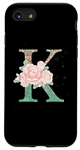 iPhone SE _2020_   7   8 Modern Monogram Initial Letter K Peony Floral Pattern Design Case