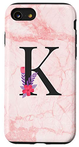 iPhone SE _2020_   7   8 Personalized Girly Floral Alphabet Capital K Initial Letter Case