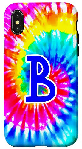 iPhone X XS Tie Dye Letter B_Tie Dye Retro Colorful Monogram Initial B Case