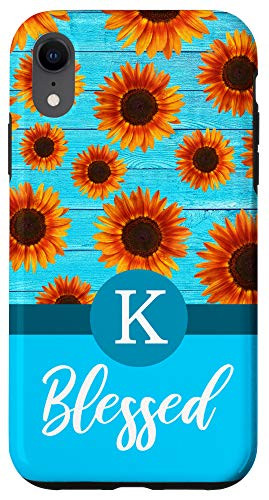 iPhone XR Letter K Initial Monogram Sunflowers_Blessed Inspirational Case