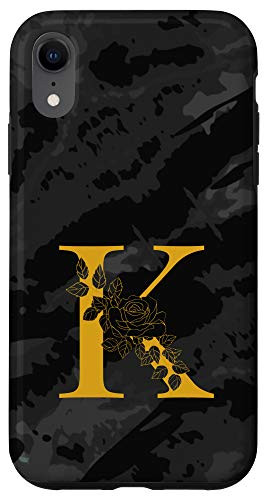 iPhone XR Monogram Letter Initial K Black Case
