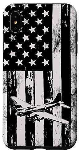 iPhone XS Max B_17 Flying Fortress Military Airplane American Flag WW2 Case
