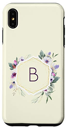 iPhone XS Max Floral Monogram Initial Letter B Watercolor Personalized Case