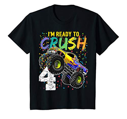 Kids I'm Ready to Crush 4 Monster Truck 4th Birthday Boys Gift T_Shirt
