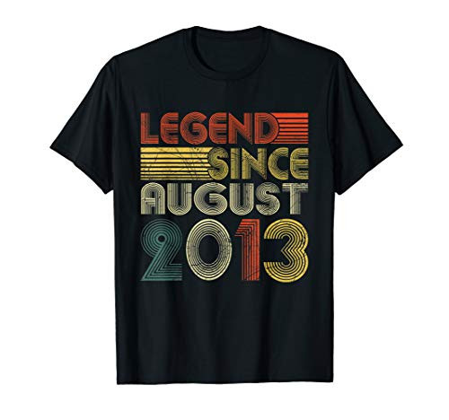 Legend Since August 2013 Gifts 7th Birthday 7 Years Old T_Shirt