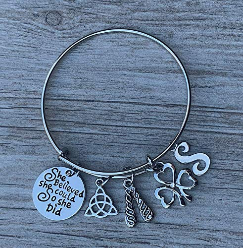 Personalized Irish Dance She Believed She Could So She Did Bracelet with Initial charm_ Irish Dance Jewelry for Irish Dance Recitals and Irish Dancers