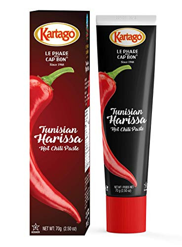 Tunisian Spicy Harissa Sauce _ Smoky_ Spicy Hot Chili Pepper Paste from Kartago _ 2.5 Oz _Pack of 8_