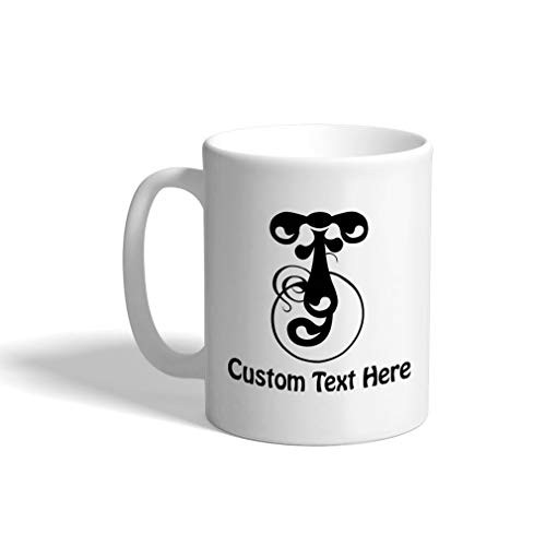Custom Ceramic Coffee Mug 11 Ounces inch J inch  Funny Initial Monogram Letter J White Tea Cup Personalized Text Here