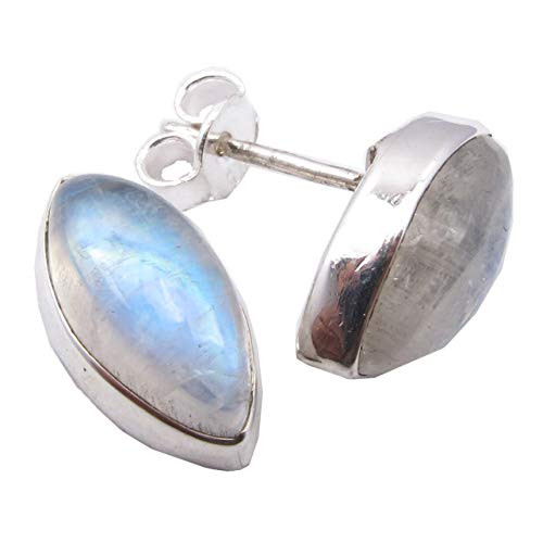 SilverStarJewel 925 Solid Silver Blue Rainbow Moonstone tcw 7.0 Ear Stud Earrings 0.6 inch SilverStarJewel 925 Solid Silver Blue Rainbow Moonstone tcw 7.0 Ear Stud Earrings 0.6 inch