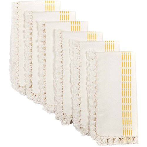 VHC Brands Farmhouse Tabletop & Kitchen-Madeline Napkin Set of 6, One Size, Yellow VHC Brands Farmhouse Tabletop & Kitchen-Madeline Napkin Set of 6, One Size, Yellow