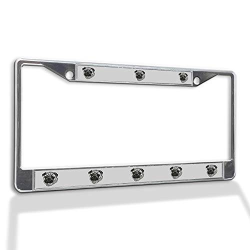 Fastasticdeals Metal Insert License Plate Frame Pug Dog B Weatherproof Car Accessories Chrome 2 Holes Solid Insert