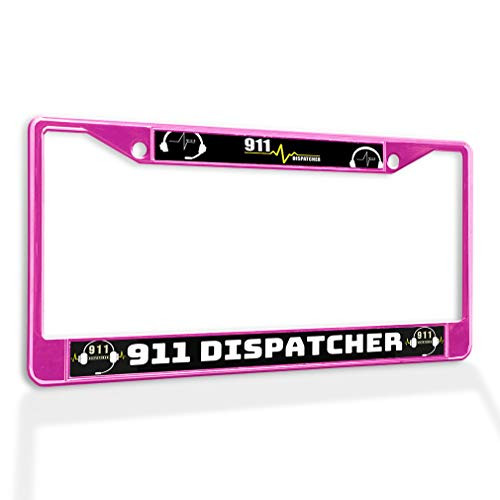 Fastasticdeals Metal Insert License Plate Frame 911 Dispatcher B Weatherproof Car Accessories Hot Pink 2 Holes Solid Insert