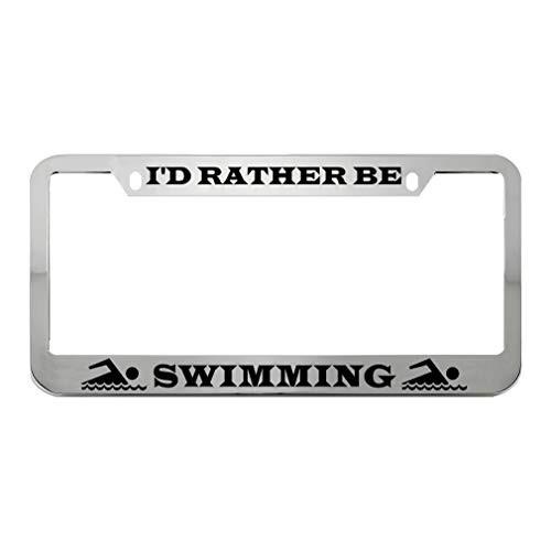 Speedy Pros I'd Rather Be Swimming Zinc Metal License Plate Frame Car Auto Tag Holder _ Chrome 2 Holes Speedy Pros I'd Rather Be Swimming Zinc Metal License Plate Frame Car Auto Tag Holder _ Chrome 2 Holes