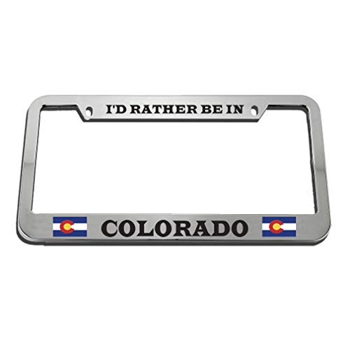 Speedy Pros I'd Rather Be in Colorado Zinc Metal License Plate Frame Car Auto Tag Holder _ Chrome 2 Holes Speedy Pros I'd Rather Be in Colorado Zinc Metal License Plate Frame Car Auto Tag Holder _ Chrome 2 Holes