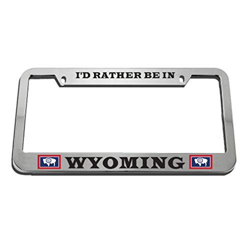 Speedy Pros I'd Rather Be in Wyoming Zinc Metal License Plate Frame Car Auto Tag Holder _ Chrome 2 Holes Speedy Pros I'd Rather Be in Wyoming Zinc Metal License Plate Frame Car Auto Tag Holder _ Chrome 2 Holes