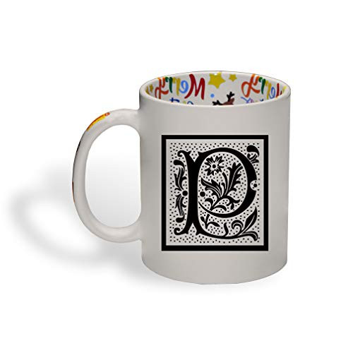 Ceramic Christmas Coffee Mug 11 Ounces inch P inch  Seal Initial Monogram Letter P Funny Tea Cup Monogram Design Only Design Only