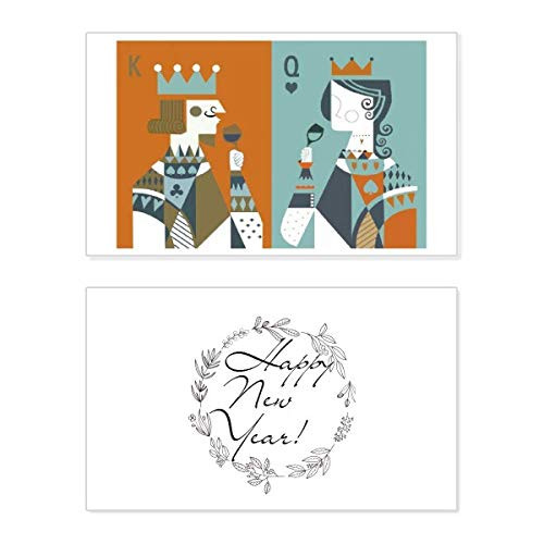 Playing Cards Illustration K Q Pattern New Year Festival Greeting Card Bless Message Present