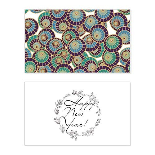 Blue Art Umbrella Ukiyo_e Japan New Year Festival Greeting Card Bless Message Present