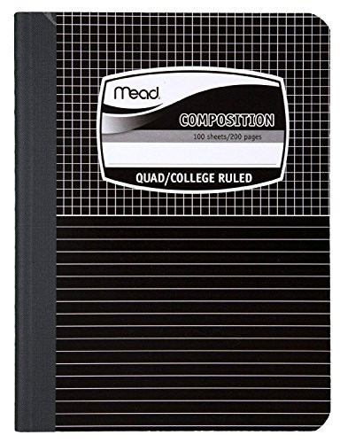6 PACK of Mead Graph Composition Book, Square Deal, Black Marble, 7.5 x 9.75 Inches (09000)