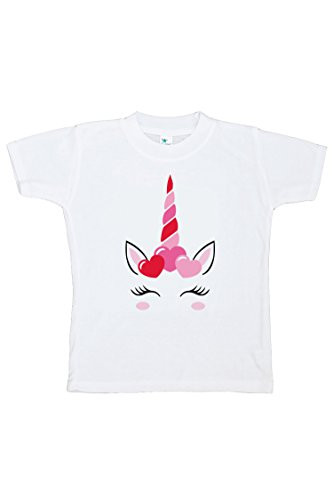 7 ate 9 Apparel Girl's Valentine's Day Unicorn T_Shirt Youth Small White