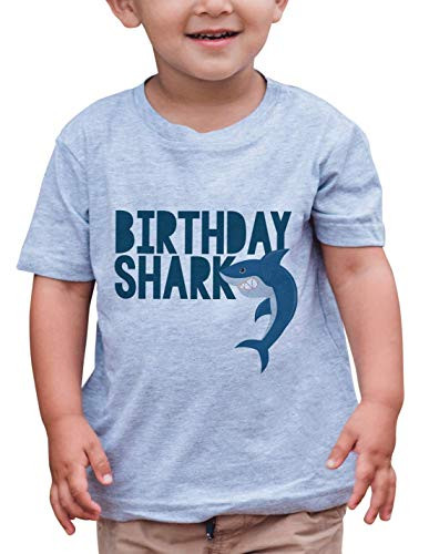 7 ate 9 Apparel Kid's Birthday Shark Grey T_Shirt 4T