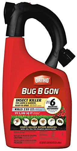 Ortho Bug B Gon Insect Killer for Lawns and Gardens Hose_End Sprayer 32 Fl. Oz._Kills 230 Plus  Insects Including Mosquitoes_ Fleas_ Ticks_  and  Ants. Use in Lawns_ Trees_ Shrubs_ Vegetables_ and Fruit Trees_