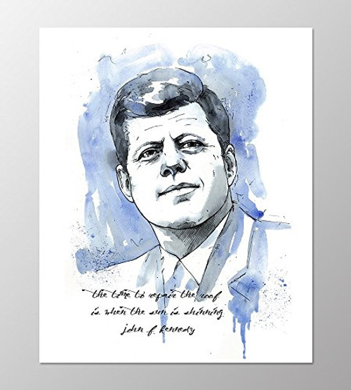 11x14 John F. Kennedy poster  A100. John F. Kennedy quote. John F. Kennedy wall art. John F. Kennedy art print.Poster of John F. Kennedy.John F. Kennedy gifts.Blue wall art.Watercolor