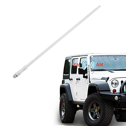 Jeep Wrangler Sahara Radio Antenna Jeep Antenna, Apply to 2007-2018 JK, JL,Rubicon, Sahara, Unlimited, Jeep Sport, AM FM Radio Antenna [13 inch] Aluminum Antenna Jeep Wrangler (White)
