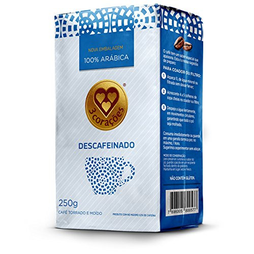 3 Coracoes Cafe Decaffeinated 250gr 2 Pack
