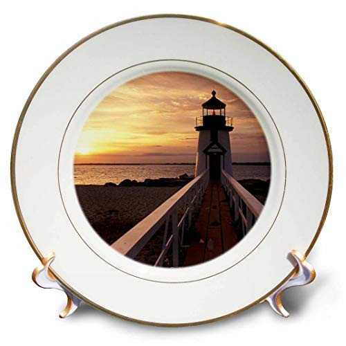 3dRose cp_91056_1 Massachusetts, Nantucket, Brant Point Lighthouse Us22 Wbi0783 Walter Bibikow Porcelain Plate, 8"