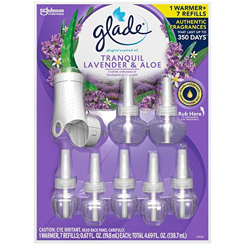 Glade Tranquil Lavender  and  Aloe PlugIns Scented Oil 7 Refills  Plus  Warmer