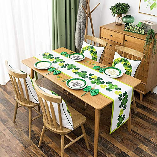 Bunny Tail Easter Eggs Easter Gnome Table Runner Inches Double Sided Rabbit Flowers Spring Table Runners Cloth Washable Kitchen Dining Fabric for Holiday Party Home Happy Easter Day Decorations _F_