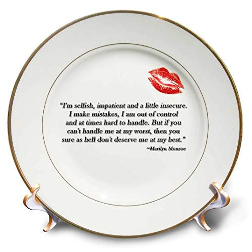 3dRose cp_162254_1 Famous Marilyn Monroe Quote Porcelain Plate, 8" 3dRose cp_162254_1 Famous Marilyn Monroe Quote Porcelain Plate, 8"