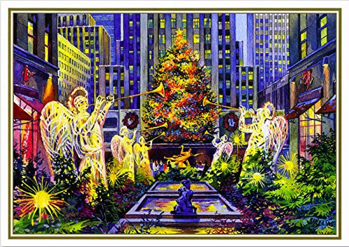 New York Christmas Holiday Cards Rockefeller Center Angels Set of 6 5x7 inch Envelopes Included. Christmas in New York Collection