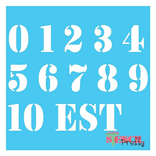 Numbers Stencil Best Vinyl Large Stencils for Painting on Wood_ Canvas_ Wall_ etc._L _2.5 inch  Tall Each Number__ Brilliant Blue Color Material