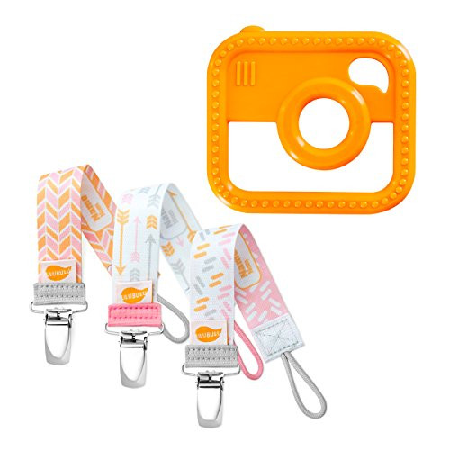Ulubulu Baby Teether Silicone Camera with Holder/Girl Pacifier Clip/Teether Holder Combo Ulubulu Baby Teether Silicone Camera with Holder/Girl Pacifier Clip/Teether Holder Combo
