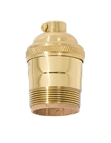 B and P Lamp Heavy Turned Brass Keyless Sockets_ Polished and Lacquered Finish_ Keyless _No Switch__ Uno Thread Shell