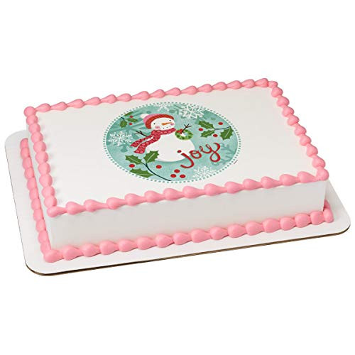 Holiday Snowman Edible Cake Topper or Cupcake Topper Decorations _7.5 inch x10 inch  Rectangle_