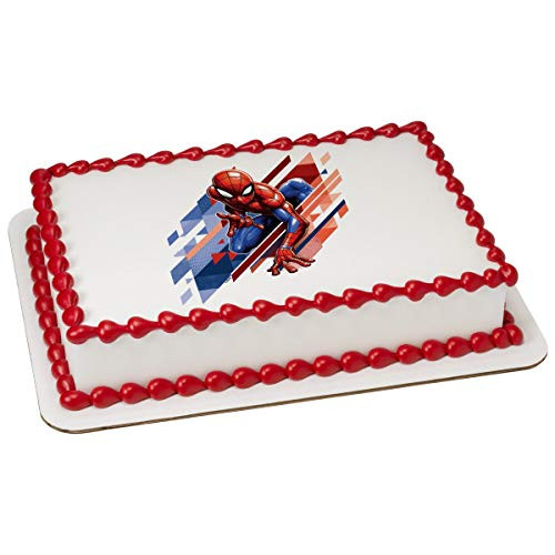 Spiderman Action Edible Cake Topper or Cupcake Topper Decoration _7.5 inch x10 inch  Rectangle_