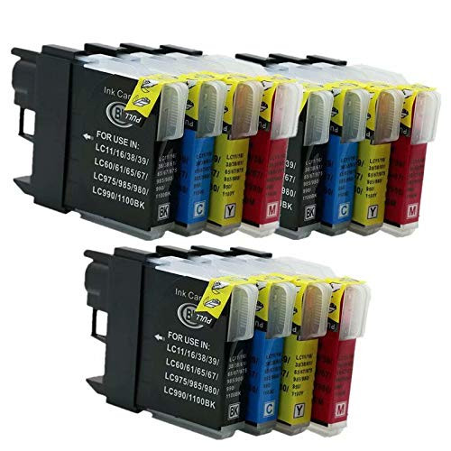 No_Name Compatible Ink Cartridge Replacement for Brother LC 11 16 38 61 C65 DCP_195C DCP_197C DCP_365CN DCP_375CW DCP_385C DCP_390CN Inkjet Printer _3 Black_3 Cyan_3 Magenta_3 Yellow_