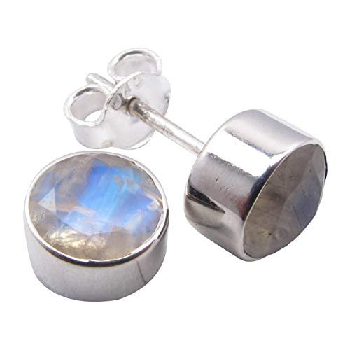 SilverStarJewel 7 x 7 mm Rainbow Moonstone Stud Earrings 0.3 inch 925 Sterling Silver SilverStarJewel 7 x 7 mm Rainbow Moonstone Stud Earrings 0.3 inch 925 Sterling Silver