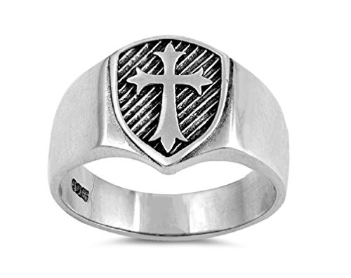 CloseoutWarehouse Sterling Silver Medieval Cross Shield Ring Size 7