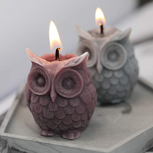 Aromatherapy Candles? SJ 3D Owl Candle Mold Silicone Mold for Candle Making DIY Handmade Resin Molds for Plaster Wax Mould_Random Color