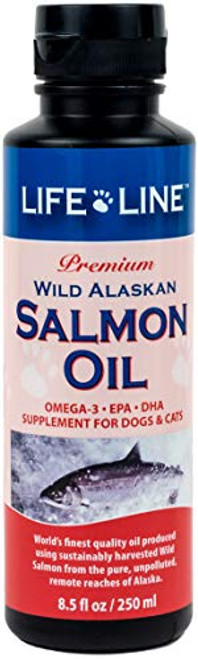 Life Line Pet Nutrition Wild Alaskan Salmon Oil Omega_3 Supplement for Skin and Coat Supports Brain_ Eye and Heart Health in Dogs and Cats_ 8oz Life Line Pet Nutrition Wild Alaskan Salmon Oil Omega_3 Supplement for Skin and Coat Supports Brain_ Eye and Heart Health in Dogs and Cats_ 8oz